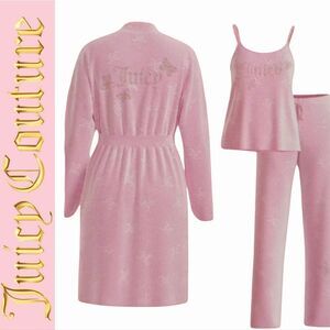 Juicy Couture Rhinestone Butterfly Logo 3-PC  Robe & Sleepwear Set